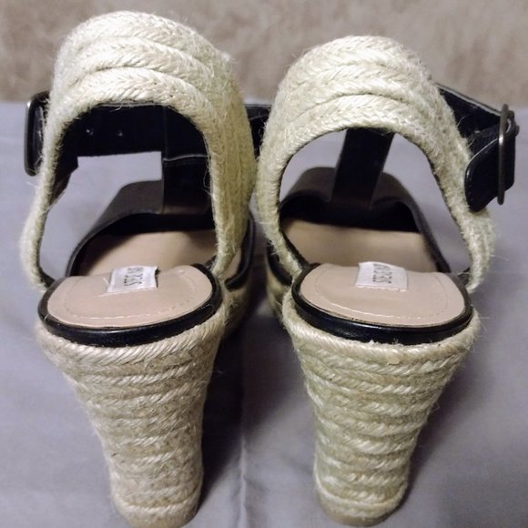 Steve Madden P Wade Black Espadrille Platform Wedge Sandals Size 7M - Picture 7 of 10